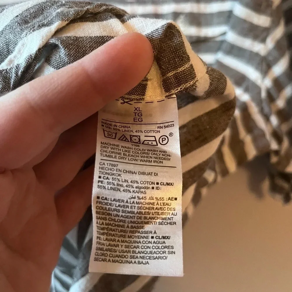 Old Navy Men's Size XL Linen Cotton Blend Striped Polo Shirt